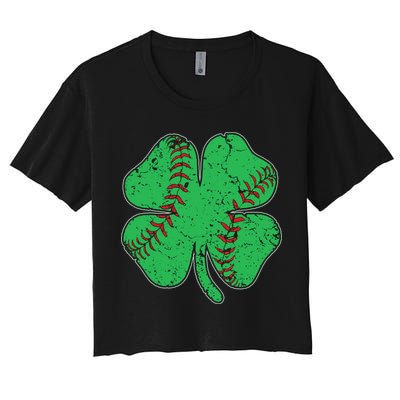 St Patrick's Day Baseball Catcher Pitcher Shamrock Crop Top
