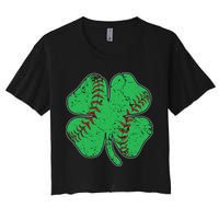 St Patrick's Day Baseball Catcher Pitcher Shamrock Crop Top