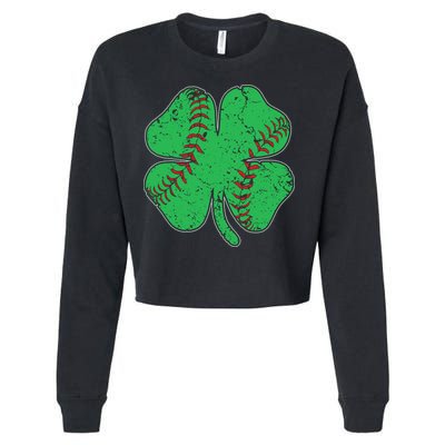 St Patrick's Day Baseball Catcher Pitcher Shamrock Cropped Pullover Crew