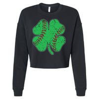 St Patrick's Day Baseball Catcher Pitcher Shamrock Cropped Pullover Crew