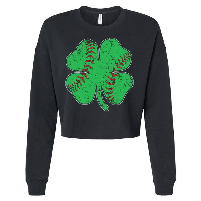 St Patrick's Day Baseball Catcher Pitcher Shamrock Cropped Pullover Crew