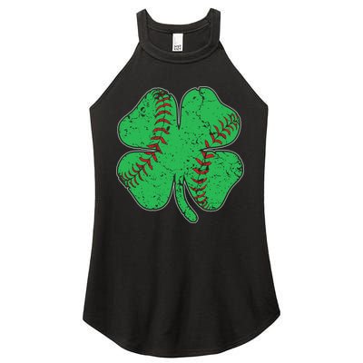 St Patrick's Day Baseball Catcher Pitcher Shamrock Women's Perfect Tri Rocker Tank