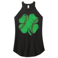 St Patrick's Day Baseball Catcher Pitcher Shamrock Women's Perfect Tri Rocker Tank