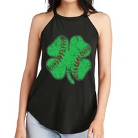 St Patrick's Day Baseball Catcher Pitcher Shamrock Women's Perfect Tri Rocker Tank