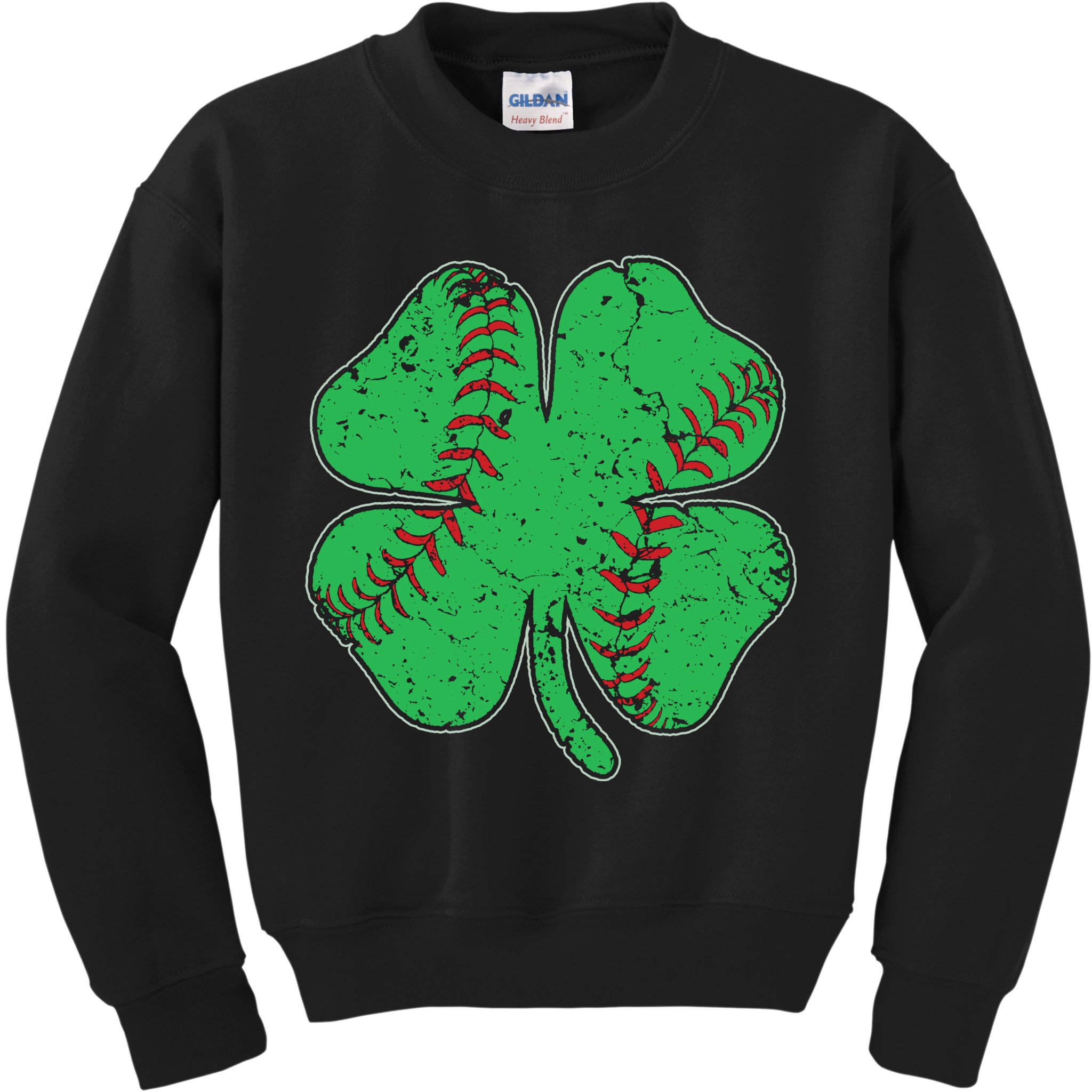 St Patrick's Day Baseball Catcher Pitcher Shamrock Kids Sweatshirt
