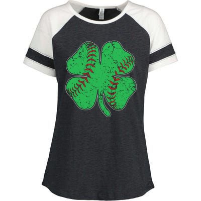 St Patrick's Day Baseball Catcher Pitcher Shamrock Enza Ladies Jersey Colorblock Tee