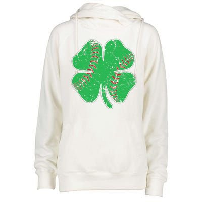 St Patrick's Day Baseball Catcher Pitcher Shamrock Womens Funnel Neck Pullover Hood