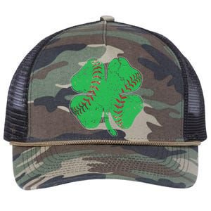 St Patrick's Day Baseball Catcher Pitcher Shamrock Retro Rope Trucker Hat Cap