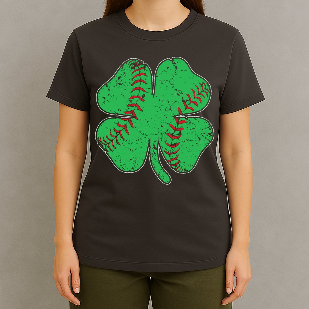 St Patrick's Day Baseball Catcher Pitcher Shamrock T-Shirt