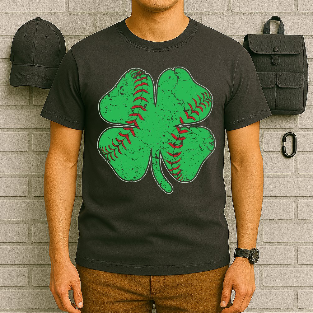 St Patrick's Day Baseball Catcher Pitcher Shamrock T-Shirt