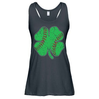 St Patrick's Day Baseball Catcher Pitcher Shamrock Ladies Essential Flowy Tank