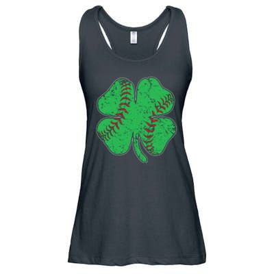 St Patrick's Day Baseball Catcher Pitcher Shamrock Ladies Essential Flowy Tank