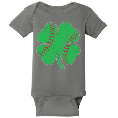 St Patrick's Day Baseball Catcher Pitcher Shamrock Baby Bodysuit