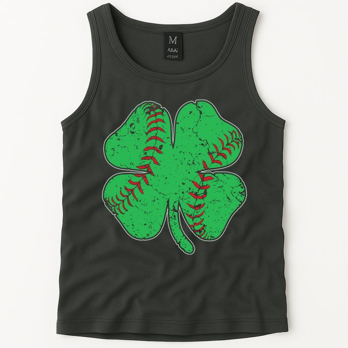 St Patrick's Day Baseball Catcher Pitcher Shamrock Tank Top