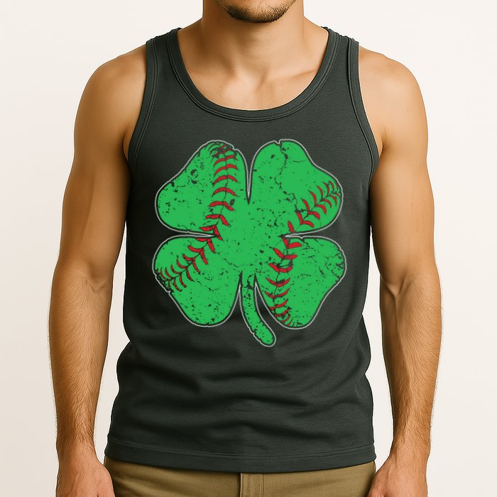 St Patrick's Day Baseball Catcher Pitcher Shamrock Tank Top