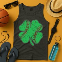 St Patrick's Day Baseball Catcher Pitcher Shamrock Tank Top