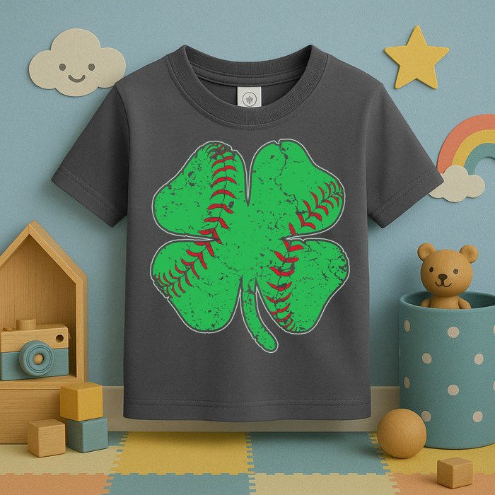 St Patrick's Day Baseball Catcher Pitcher Shamrock Toddler T-Shirt