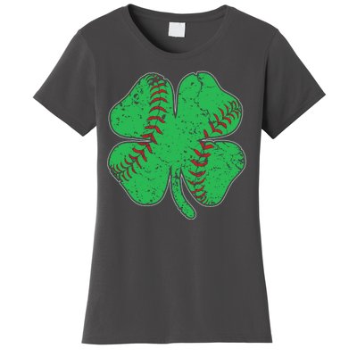 St Patrick's Day Baseball Catcher Pitcher Shamrock Women's T-Shirt