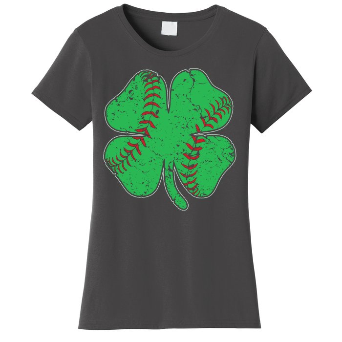 St Patrick's Day Baseball Catcher Pitcher Shamrock Women's T-Shirt