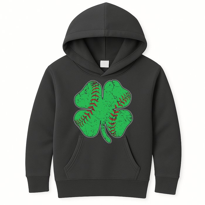 St Patrick's Day Baseball Catcher Pitcher Shamrock Kids Hoodie