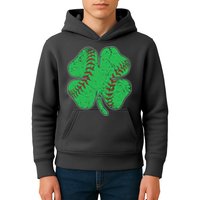 St Patrick's Day Baseball Catcher Pitcher Shamrock Kids Hoodie