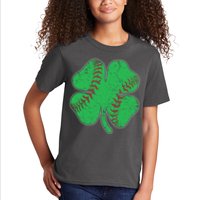 St Patrick's Day Baseball Catcher Pitcher Shamrock Kids T-Shirt