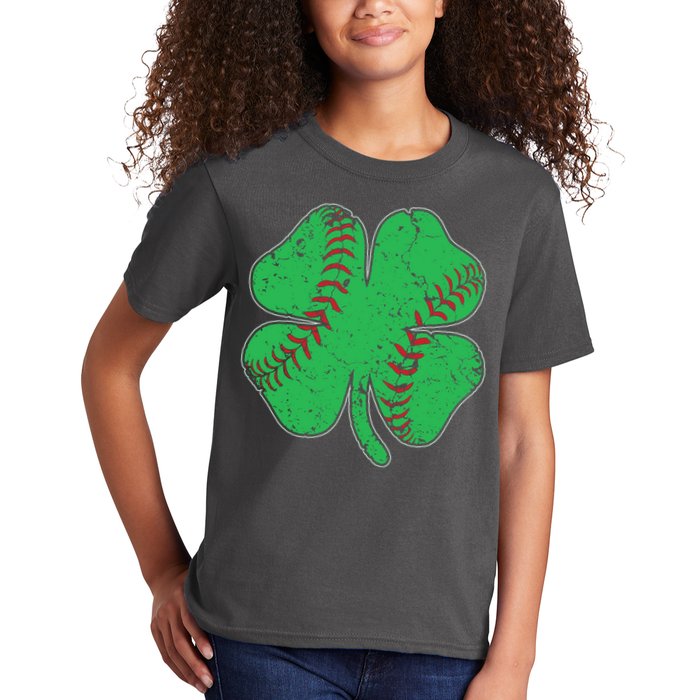 St Patrick's Day Baseball Catcher Pitcher Shamrock Kids T-Shirt