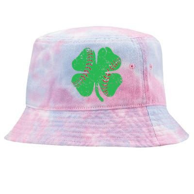 St Patrick's Day Baseball Catcher Pitcher Shamrock Tie-Dyed Bucket Hat