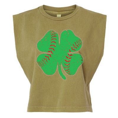 St Patrick's Day Baseball Catcher Pitcher Shamrock Garment-Dyed Women's Muscle Tee