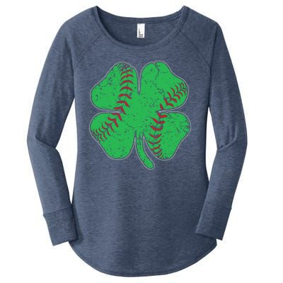 St Patrick's Day Baseball Catcher Pitcher Shamrock Women's Perfect Tri Tunic Long Sleeve Shirt