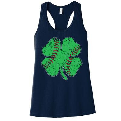 St Patrick's Day Baseball Catcher Pitcher Shamrock Women's Racerback Tank