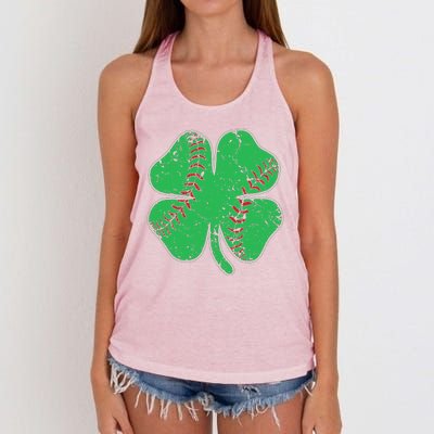 St Patrick's Day Baseball Catcher Pitcher Shamrock Women's Knotted Racerback Tank