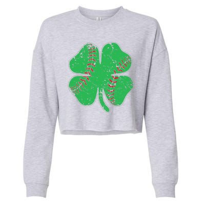 St Patrick's Day Baseball Catcher Pitcher Shamrock Cropped Pullover Crew