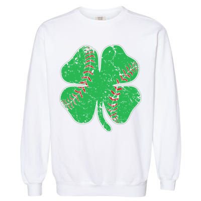 St Patrick's Day Baseball Catcher Pitcher Shamrock Garment-Dyed Sweatshirt