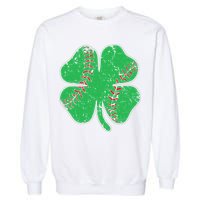 St Patrick's Day Baseball Catcher Pitcher Shamrock Garment-Dyed Sweatshirt