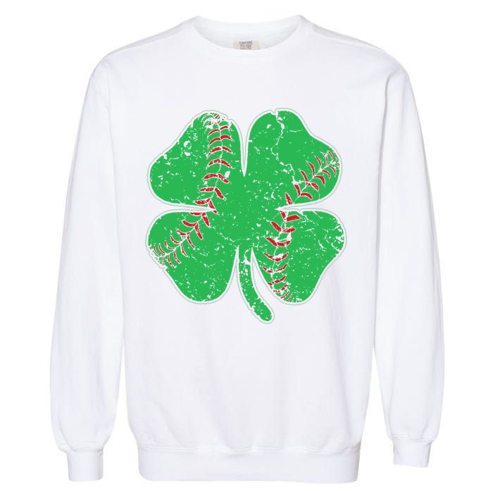 St Patrick's Day Baseball Catcher Pitcher Shamrock Garment-Dyed Sweatshirt