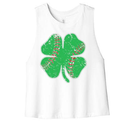 St Patrick's Day Baseball Catcher Pitcher Shamrock Women's Racerback Cropped Tank