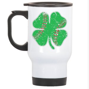 St Patrick's Day Baseball Catcher Pitcher Shamrock Stainless Steel Travel Mug