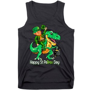 St Patricks Day Leprechaun Riding Dinosaur Gift Tank Top