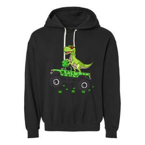 St Patricks day dinosaur Monster turck trex Garment-Dyed Fleece Hoodie