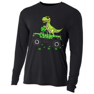 St Patricks day dinosaur Monster turck trex Cooling Performance Long Sleeve Crew