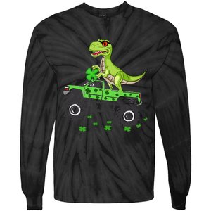 St Patricks day dinosaur Monster turck trex Tie-Dye Long Sleeve Shirt