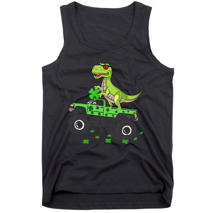 St Patricks day dinosaur Monster turck trex Tank Top