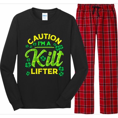 St Patrick's Day Caution I'm A Kilt Lifter Long Sleeve Pajama Set