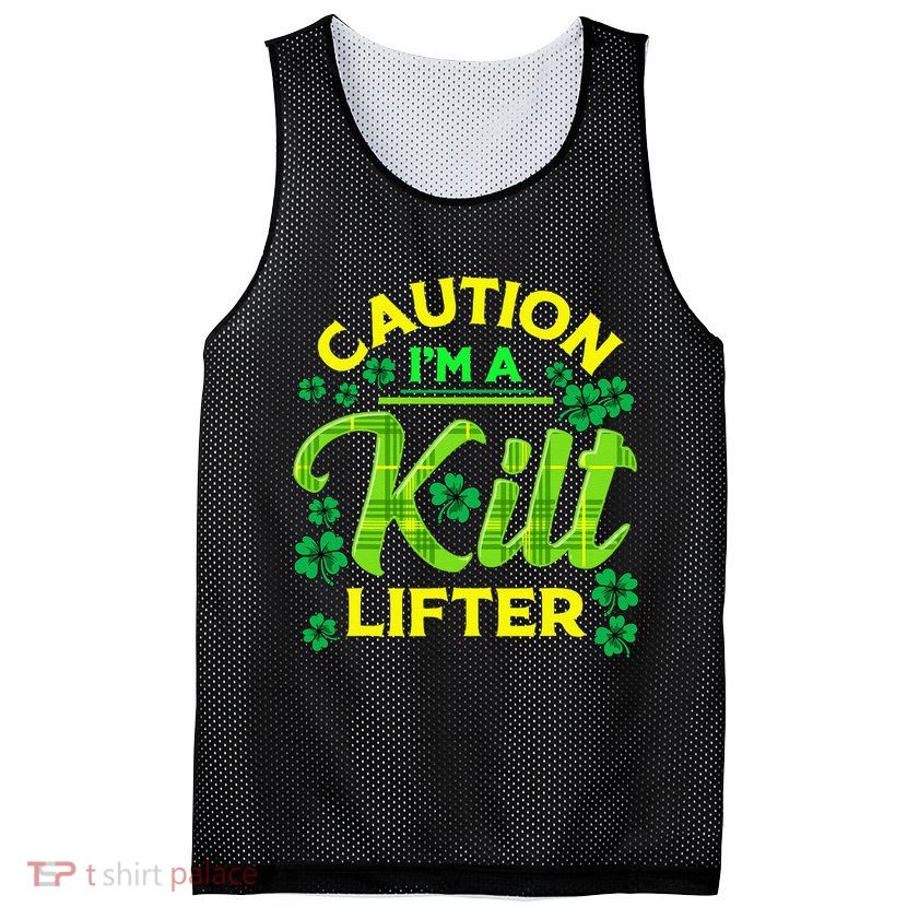 St Patrick's Day Caution I'm A Kilt Lifter Mesh Reversible Basketball Jersey Tank