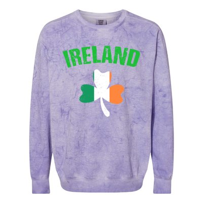 St Patrick's Day Ireland Flag Shamrock Symbol Funny Gift Colorblast Crewneck Sweatshirt