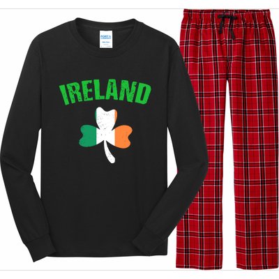 St Patrick's Day Ireland Flag Shamrock Symbol Funny Gift Long Sleeve Pajama Set