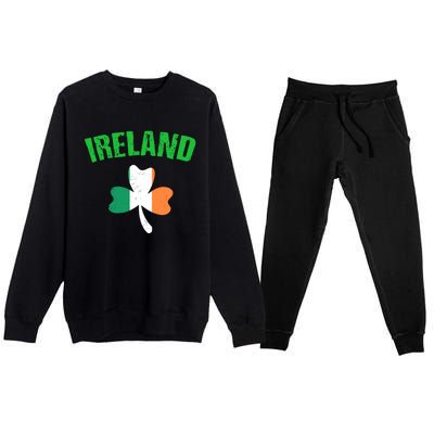 St Patrick's Day Ireland Flag Shamrock Symbol Funny Gift Premium Crewneck Sweatsuit Set