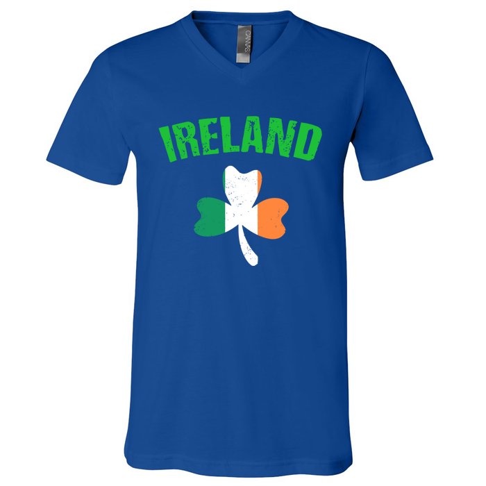 St Patrick's Day Ireland Flag Shamrock Symbol Funny Gift V-Neck T-Shirt