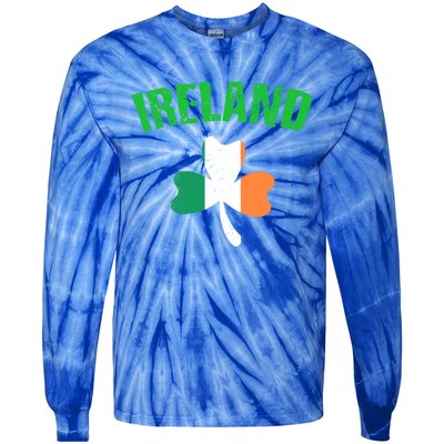 St Patrick's Day Ireland Flag Shamrock Symbol Funny Gift Tie-Dye Long Sleeve Shirt